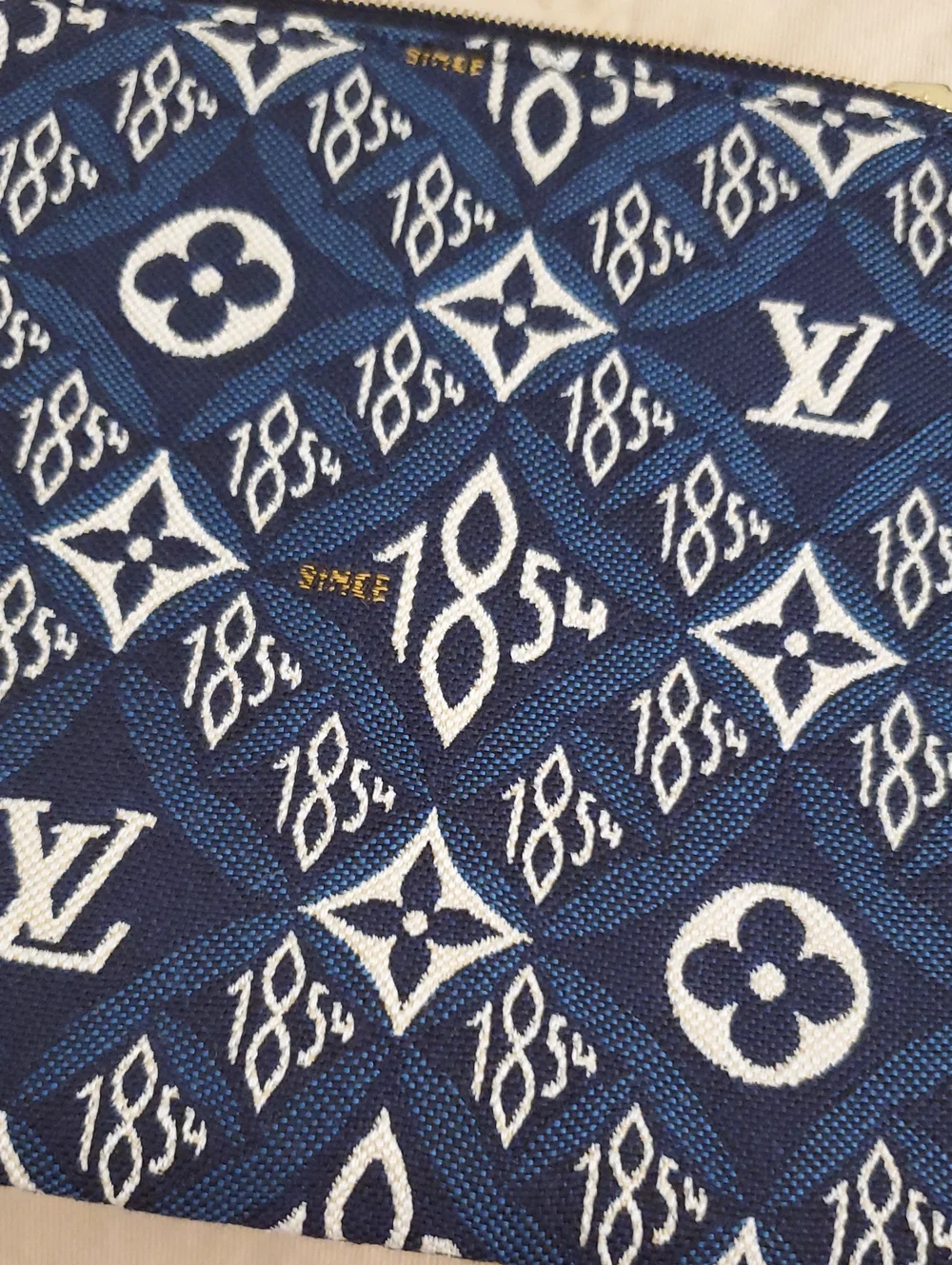 New Louis Vuitton Since 1854 Denim Jacquard Monogram Pochette Wristlet